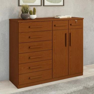 Imagem de Cômoda 8 Gavetas 2 Portas Toronto 119x142x47 Cm - Móveis Lopas