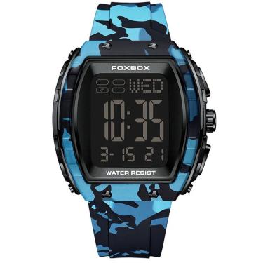 Imagem de Relógio Digital Esportivo Masculino Design Tonneau Impermavel Pulseira de Silicone