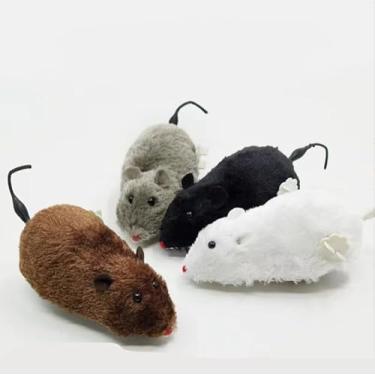 Imagem de 1 peça de brinquedo para gatos peludos de cor aleatória, brinquedos de corda realistas, brinquedos engraçados para movimento, ratos de gato e animais, brinquedo interativo para gato, gatinho, ratos e