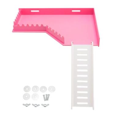 Imagem de Plataforma de Hamster Com, Acessórios de Gaiola de Hamster de Pequeno Suporte de Escalada de Animais de Estimação Plástico de Ajustável para Chinchila Porquinho da Cobaia (L forma)