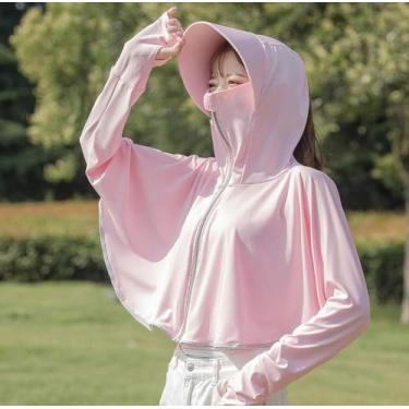 Imagem de Proteção Solar Feminina Upf 50 Uv Moletom Ao Ar Livre Manga Longa Respirável Anti Uv Proteção Solar Roupas, Pink, L