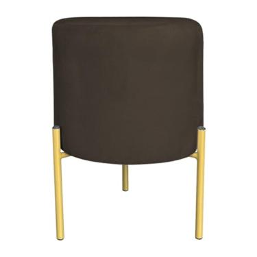 Imagem de Puff Decorativo Soren Suede Marrom Pés de Ferro Dourado - Pallazio