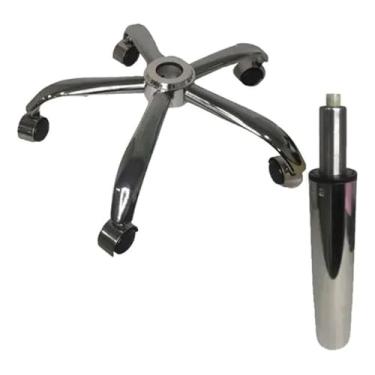 Imagem de Kit Estrela Cromada com Rodízios PU e Pistão Classe 4 para Cadeira Presidente/Diretor – Encaixe Universal Home Gourmet
