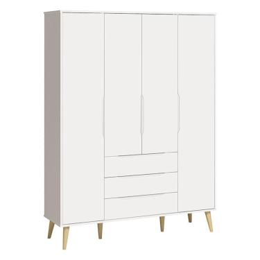 Imagem de Guarda Roupa Infantil Retrô Elfe Branco Acetinado Natural - Reller