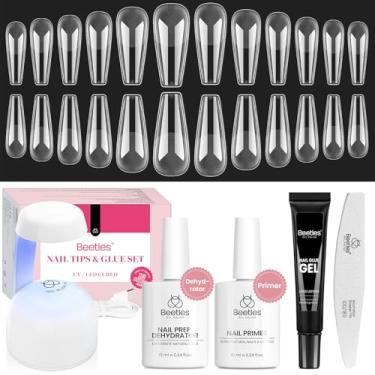 Imagem de beetles Gel Polish Kit De Unhas Long Coffin Com Desidratador E Primer, 576 Peças, Pontas Semi-Foscas Etch-X, Cola Sólida, Mini Lâmpada, Acrílico, Conjunto Extensão Diy Fácil, Presente Para Mulheres