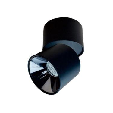 Imagem de Spot Sobrepor Redondo Preto Direcionável 10cm Led 15W 3000K Bivolt - E