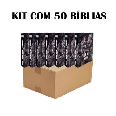 Imagem de Kit 50 Bíblias Leão Brochura - Edição de Promessas 15 X11,5 cm - REI D
