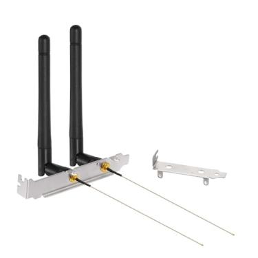 Imagem de Bingfu Antena WiFi de banda dupla 2,4 GHz 5 GHz 5,8 GHz 3dBi MIMO RP-SMA macho + cabo de 2 x 20 cm + suporte de slot PCIe para roteador WiFi, adaptador de placa de rede PCIE Mini PCI Express PCIE