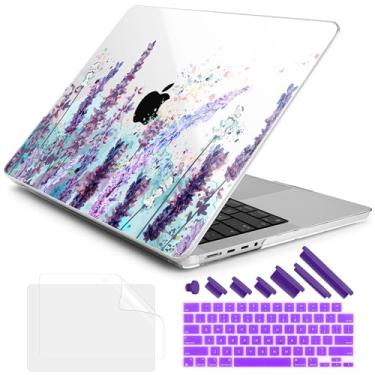 Imagem de DONGKE Capa para M4 MacBook Pro de 16 polegadas 2024 2023 2021 A3403 A3186 M3 A2991 M2 A2780 M1 A2485 Pro/Max Chip, capa rígida de plástico e capa de teclado para Mac Pro 16 com Touch ID, flores