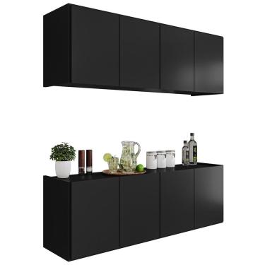 Imagem de Armário de Cozinha e Balcão Suspenso 118cm Monna Preto Z34  - Mpozenato