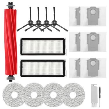 Imagem de Spofan Kit De Acessórios Reposição Para Aspirador Pó Robô Roborock Q Revo S, Qevo Pro, Qrevo Plus, 1 Escova Principal, 4 Panos Esfregão, 2 Filtros Hepa, Escovas Laterais Pretas, 6 Sacos Pó, Ferramen