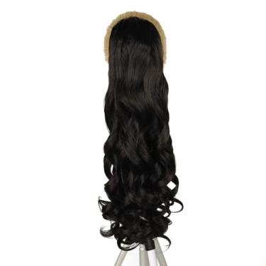 Imagem de Rabo de cavalo com cachos cabelo cacheado 60cm bio fibra 185g fashion classic macio(2 Castanho escuro)