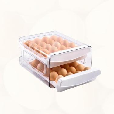 Imagem de Porta Ovos Organizador Dispenser 2 Gavetas Cesta de Ovos - Prático e Compacto, para Armazenar até 32 Ovos