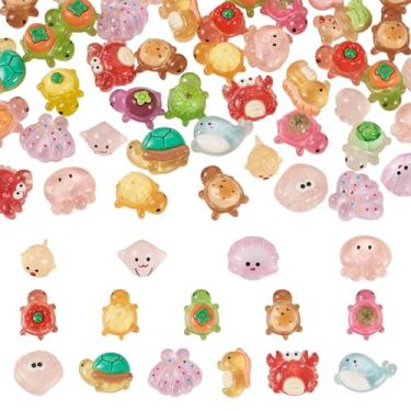 Imagem de Magibeads 45 peças de resina que brilham no escuro, animais marinhos, peixes, miniatura, tartaruga, caranguejo, polvo, mini estatueta do oceano marinho, ornamentos para exibição de bonecos para