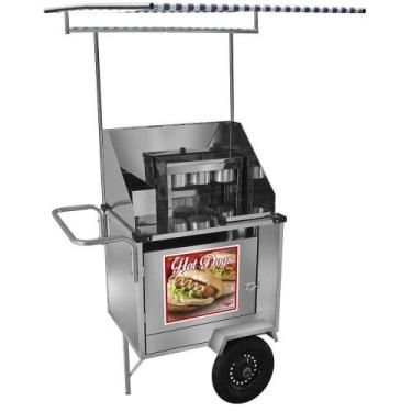 Imagem de Carrinho de Hot Dog Cefaz Simples Inox Pneumáticas e Toldo S08P/T