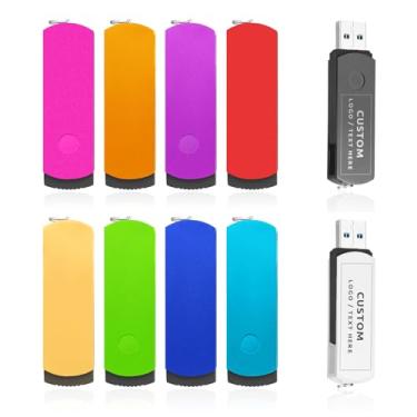 Imagem de Pen drive USB personalizado, pacote com 100 unidades de pen drive giratório personalizado USB 2.0, ideal para negócios, educação, corporações, fotografia e estúdios de música (32 GB, sem caixa)