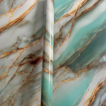 Imagem de Papel de parede de PVC autoadesivo de mármore verde dourado granito para banheiro cozinha grosso à prova d'água e à prova de óleo - granito verde amarelo - 40 * 950 cm