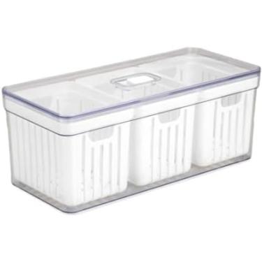 Imagem de Organizador de Geladeira 6,8 Litros Com 3 Cesto Tampa Multiuso Alimentos Verduras e Vegetais