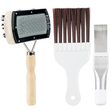 Imagem de Conjunto de 3 peças de escova de limpeza de barbatana condensadora de ar condicionado, pente de aço inoxidável, escova de limpeza de bobina CA para mini divisão, bobinas de geladeira, evaporador