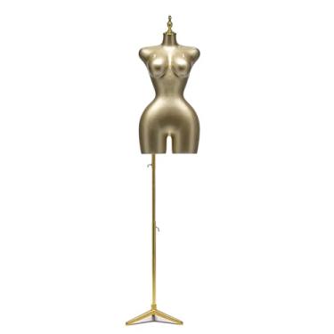 Imagem de Um manequim feminino com suporte triangular, europeu e americano, destacável, altura ajustável, manequim de 65-83 polegadas(Gold,Small)