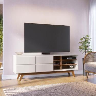 Imagem de Rack para Sala Bancada de TV 70 Pol 180cm Cinthia Off White Matte/Frei
