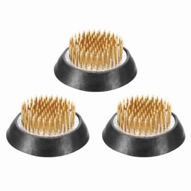 Imagem de PATIKIL 3 peças de sapos florais Kenzan, suporte redondo de arranjo de flores de latão de 4 cm, ferramenta fixa de pino arranjador para vaso de mesa, casamento, decoração de casa, cor latão/preto