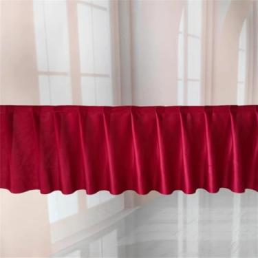 Imagem de Saia de mesa plissada branca, cortinas para cenário de casamento, toalhas de mesa para aniversário, banquete, palco, saia de seda para eventos e festas, Borgonha, A35cm x C300cm