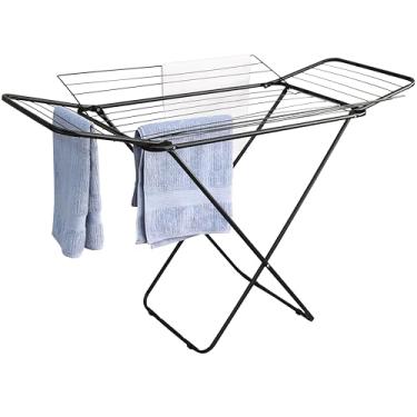 Imagem de Varal de Chão com 4 Abas Reforçado Dobrável Retrátil Grande, Cor Preta, Maxeb.