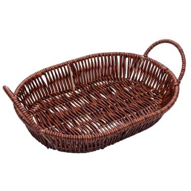 Imagem de LYOR - Cesta Oval com Alça de Plástico Rattan 29cm x 22cm x 7,5cm