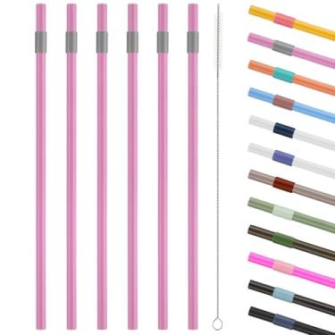 Imagem de YOUMII Canudos de substituição compatíveis com copo Owala de 680 g, com 1 escova, pacote com 6 (roxo)