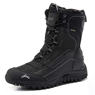 Imagem de Rockmark bota masculina de inverno para neve para uso ao ar livre, quente, cano médio, impermeável, durável, antiderrapante, quente para escalada, Preto, 15