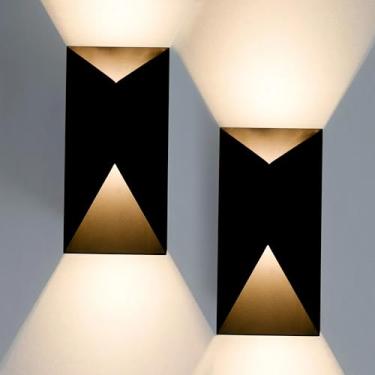 Imagem de Laplusbelle Luzes LED de parede externas, luminárias de parede externas pretas modernas, reguláveis de 10 W 3000 K para cima, luzes de varanda para pátio, montagem na parede, arandelas externas para