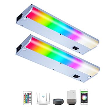 Imagem de Luminária LED embaixo do armário com fio, iluminação inteligente embaixo do armário Alexa habilitada para Google. Conecte e conecte o fio. Luz sob balcão de 120 V regulável e vinculável para cozinha