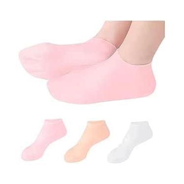 Imagem de  Meias de Silicone Hidratantes Anti-Rachaduras – kit 2 pares Spa dos Pés e Hidratação Profunda Meias de Silicone e Anti Rachaduras para cuidado com os pés, spa para os pés, suaviza a pele. Hidratação de pele.