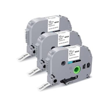 Imagem de Fita branca laminada de 0,47 12 mm compatível com Brother P Touch Label Maker PT-D220 PT-D210 PT-H110 PT-H100 PT-1080 PT-1090 1180 PT-1190 1280 PT-2040, Tze Tzc 231, Resistente ao desbotamento, fácil