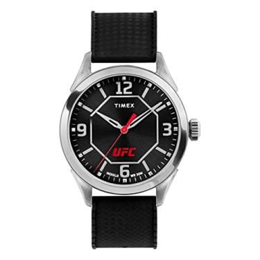 Imagem de Timex Relógio masculino UFC Athena 42 mm - pulseira preta com mostrador preto e estojo prateado, Preto