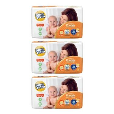 Imagem de Kit Fralda Pompom Derma Protek Jumbo Tam P - ATACADO BARATO - kit com 