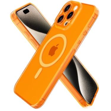 Imagem de oakxco Capa para iPhone 15 Pro Max transparente compatível com Magsafe, fina e transparente de silicone magnético, capa segura para mulheres e meninas, linda garota fluorescente cor brilhante TPU