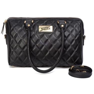 Imagem de Bolsa Feminina Baú de Ombro Couro Katia Sifra (PRETO MATELASSE)