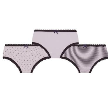 Imagem de Calcinha Lobinha Infantil Estampada 18102-089 C/3, Branco, Branco, Pre