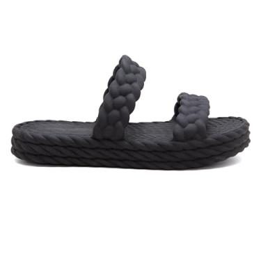 Imagem de Chinelo Papete Feminino com duas tiras trança - tipo Sandalia (Preto, BR, Adulto, Numérico, 39)