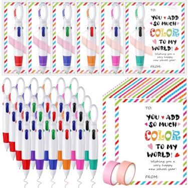 Imagem de Pacote com 24 presentes de boas-vindas às aulas para estudantes, canetas esferográficas retráteis, multicoloridas, presentes de primeiro dia de aula com cartões para troca de prêmios em sala de aula