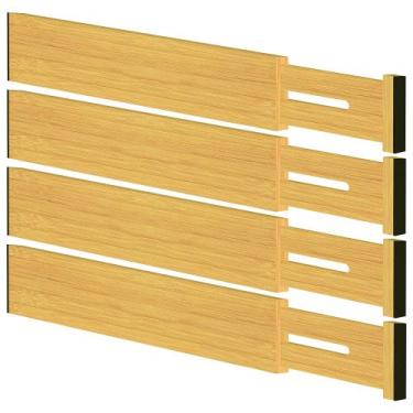 Imagem de Divisórias de gaveta BESHOF Bamboo ajustáveis 30-43 cm, pacote com 4 u