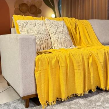 Imagem de Manta para Sofá Super King, 400 x 180 cm, 100% Algodão (Amarela)