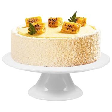 Imagem de Suporte de bolo de porcelana, suporte de sobremesa redondo prático, elegante suporte de sobremesa clássico de cerâmica, suporte de sobremesa branca e cupcake, prato de bolo fácil de limpar para festas