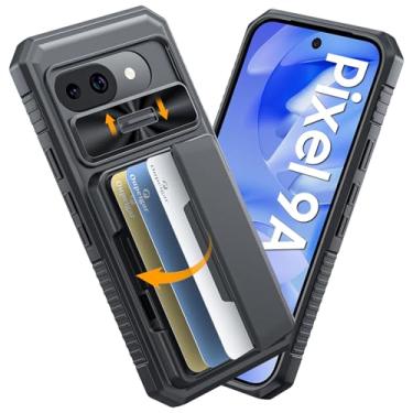 Imagem de Capa Oupeiger para Pixel 9a com suporte para cartão (cartão 4-5) e bloqueio RFID e protetor de câmera, capa carteira resistente à prova de choque e antiderrapante, capa para Google Pixel 9a (preto)