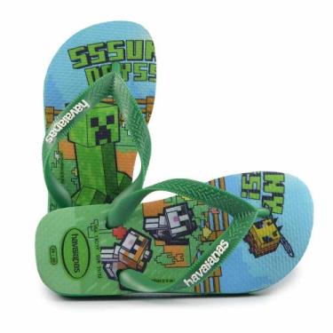 Imagem de Chinelo Infantil Havaianas Masculino MINECRAFT 24/25, 25/26, Verde