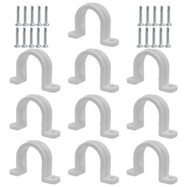 Imagem de PHITUODA 10 conjuntos de grampos de tubulação de conduíte SCH 3/4 polegadas (25 mm), clipes de tubo de PVC não metálicos, clipes de plástico de dois furos para instalação elétrica/empreiteiros