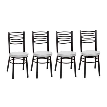 Imagem de Kit 4 Cadeiras Cp34 Pintadas Pretas Debrum Treparoni Preto Com Branco