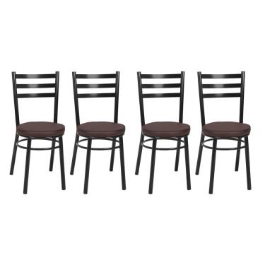 Imagem de Kit 4 Cadeiras Pintadas Pretas Cp80 Debrum Treparoni Preto Com Marrom